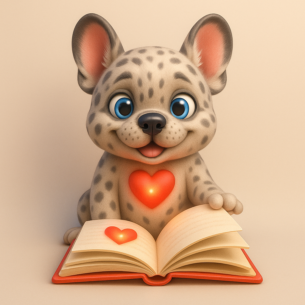 Lupo reading a storybook